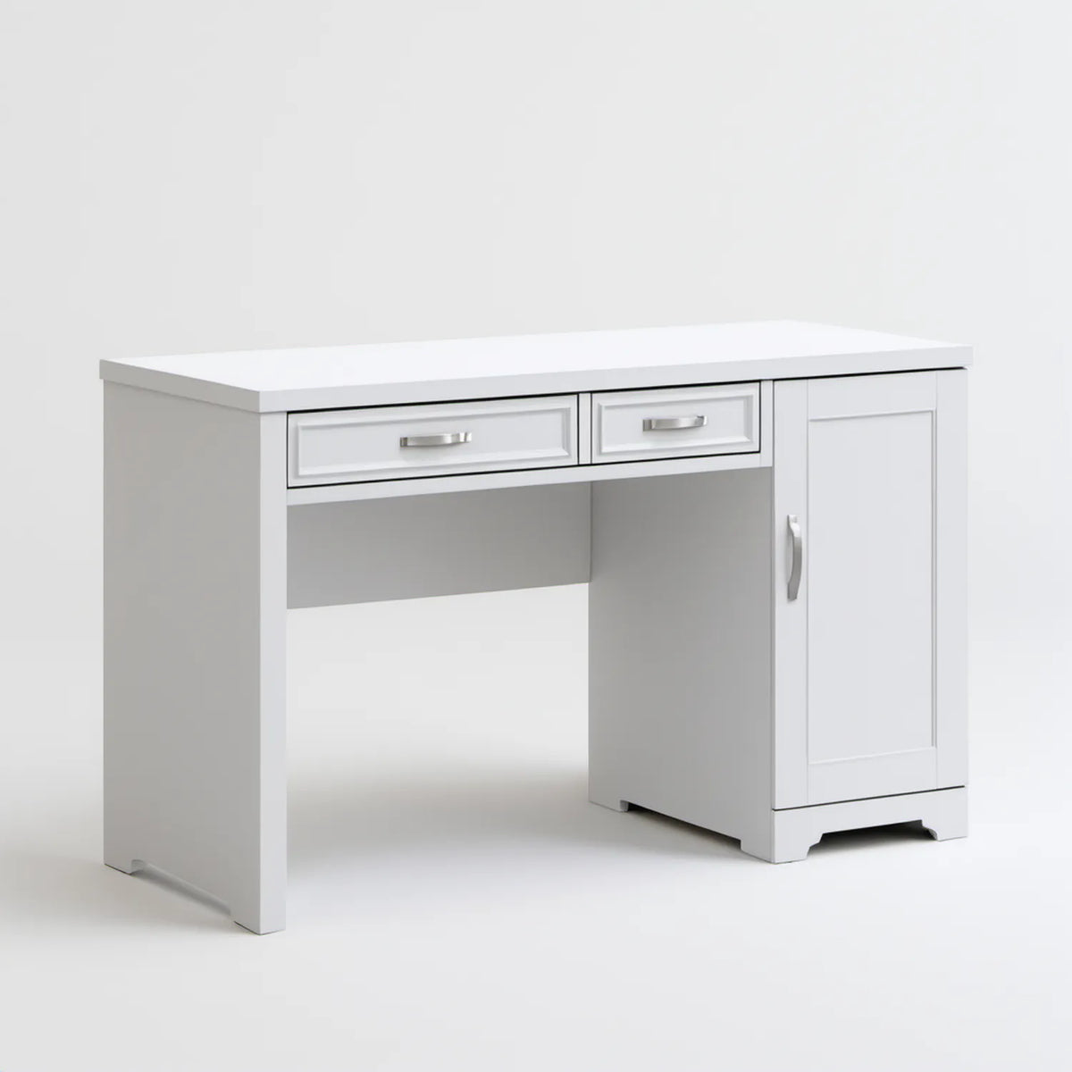 Białe biurko z płyty MDF z 2 szufladami i szafką, 120 x 60 x 75 cm