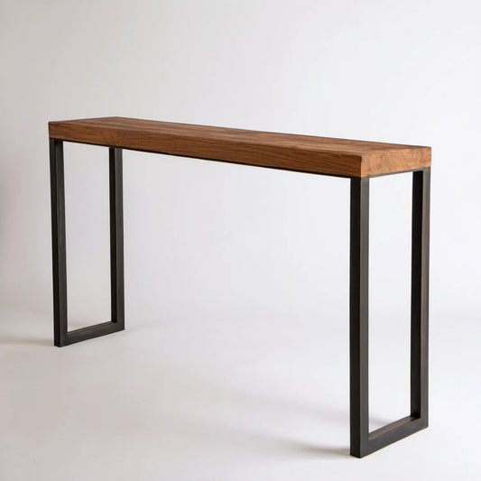 Konsola industrialna z litego dębu i czarnej stali 120 x 35 x 75 cm