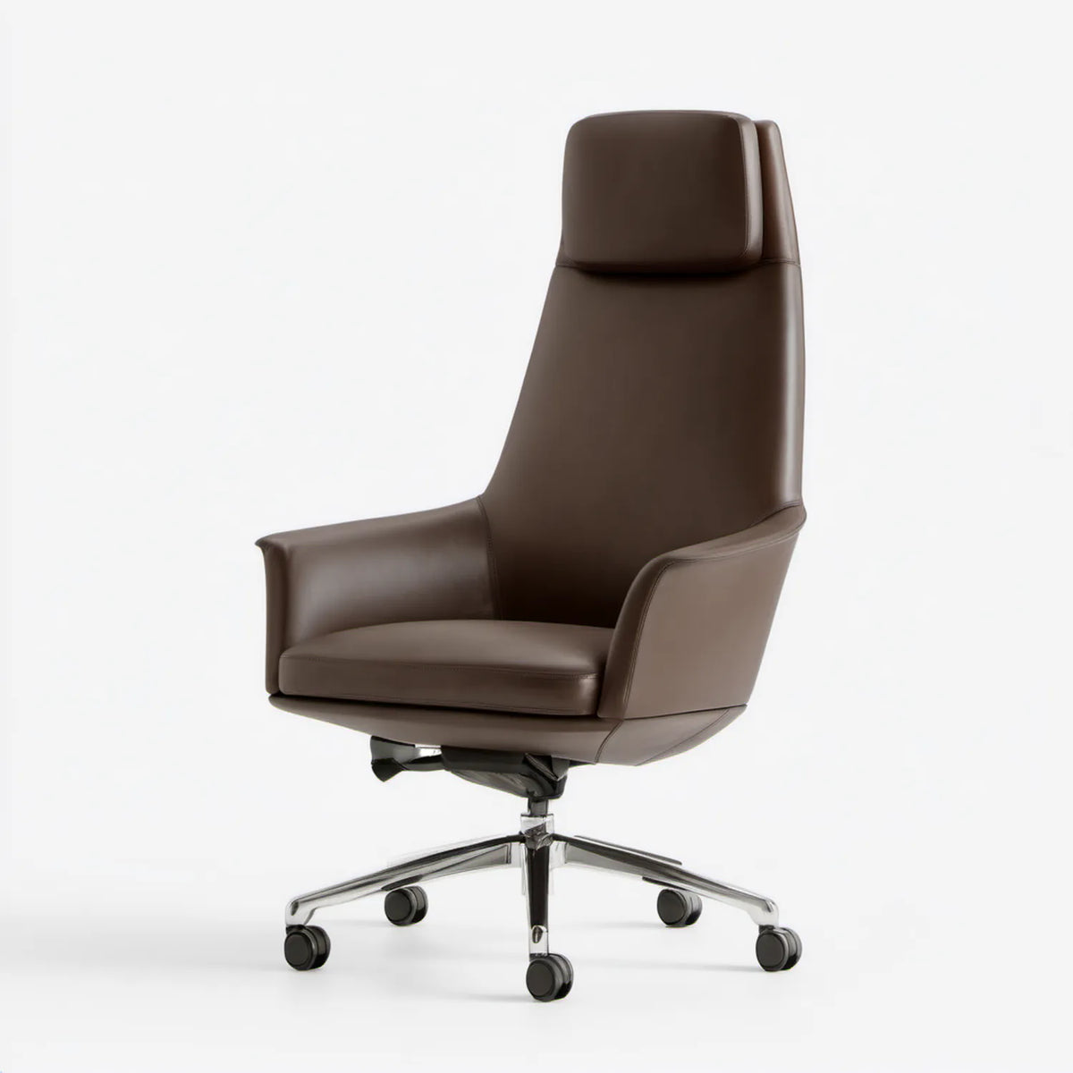 Brązowy fotel biurowy obrotowy z ekoskóry PU, 68 x 68 x 118–128 cm