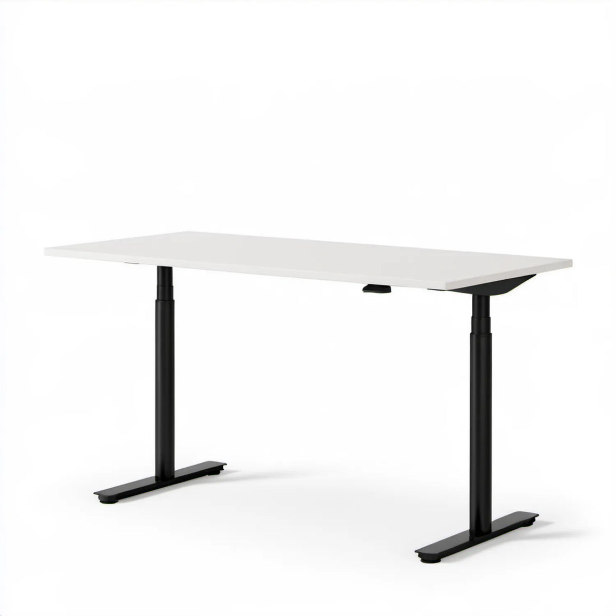Elektrycznie regulowane biurko biało-czarne 140 x 70 cm, wysokość 72–120 cm