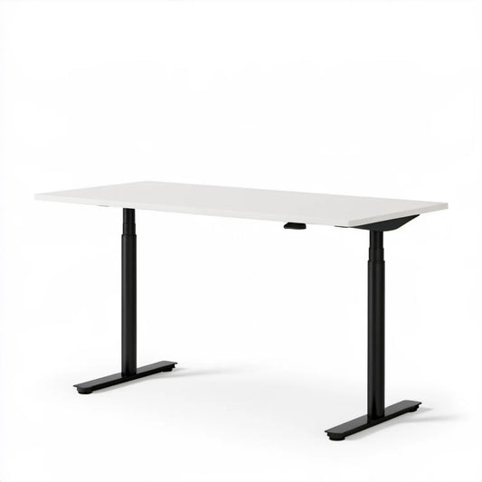 Elektrycznie regulowane biurko biało-czarne 140 x 70 cm, wysokość 72–120 cm